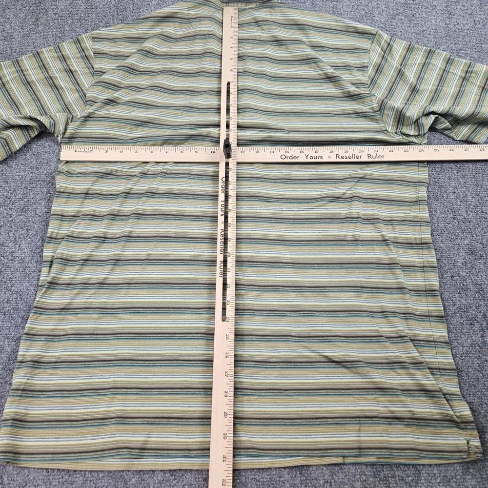 Tiger Woods Troon North Golf Club Polo Shirt XL Green Striped Performance Casual